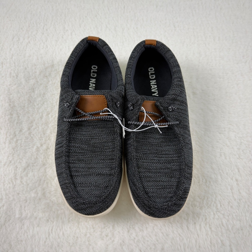 Old Navy Mens Knit Moc Toe Boat Shoes Charcoal Gray Slip On Sneakers 877506 8